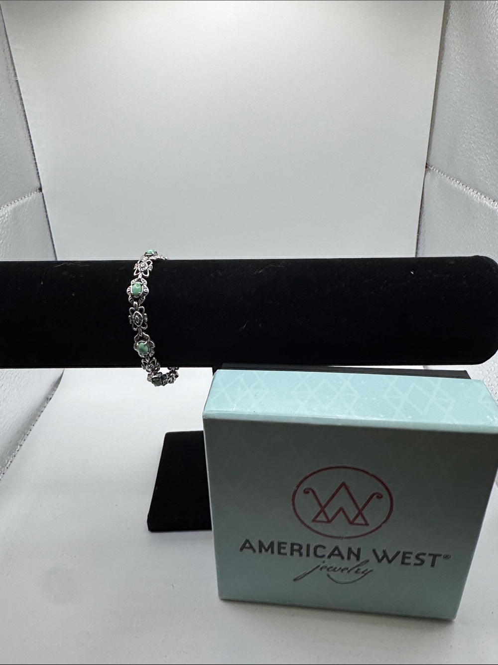American West Silver-Tone Bracelet with Mint Turquoise Accents